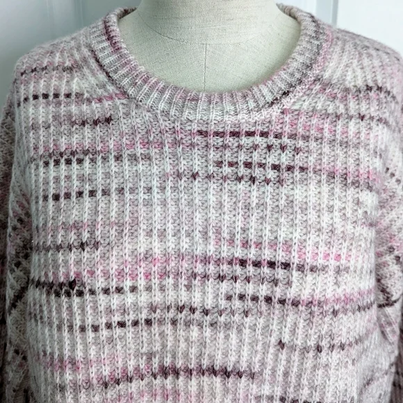 Splendid Sweater Wool Blend Chunky Knit Space Dye Oversized Black Cherry M NWT - Picture 3 of 10